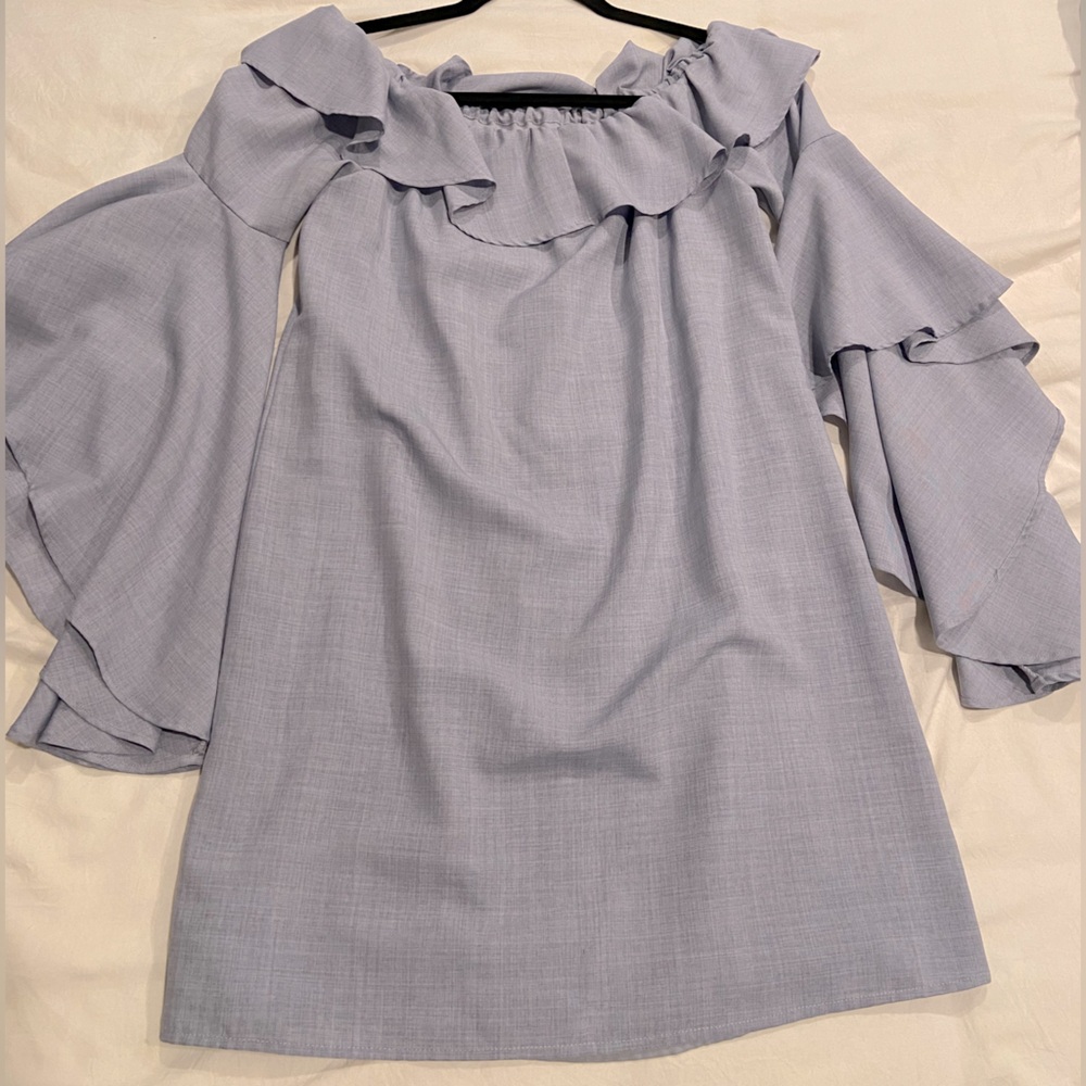Chic Off the Shoulder Linen Ruffle Dress